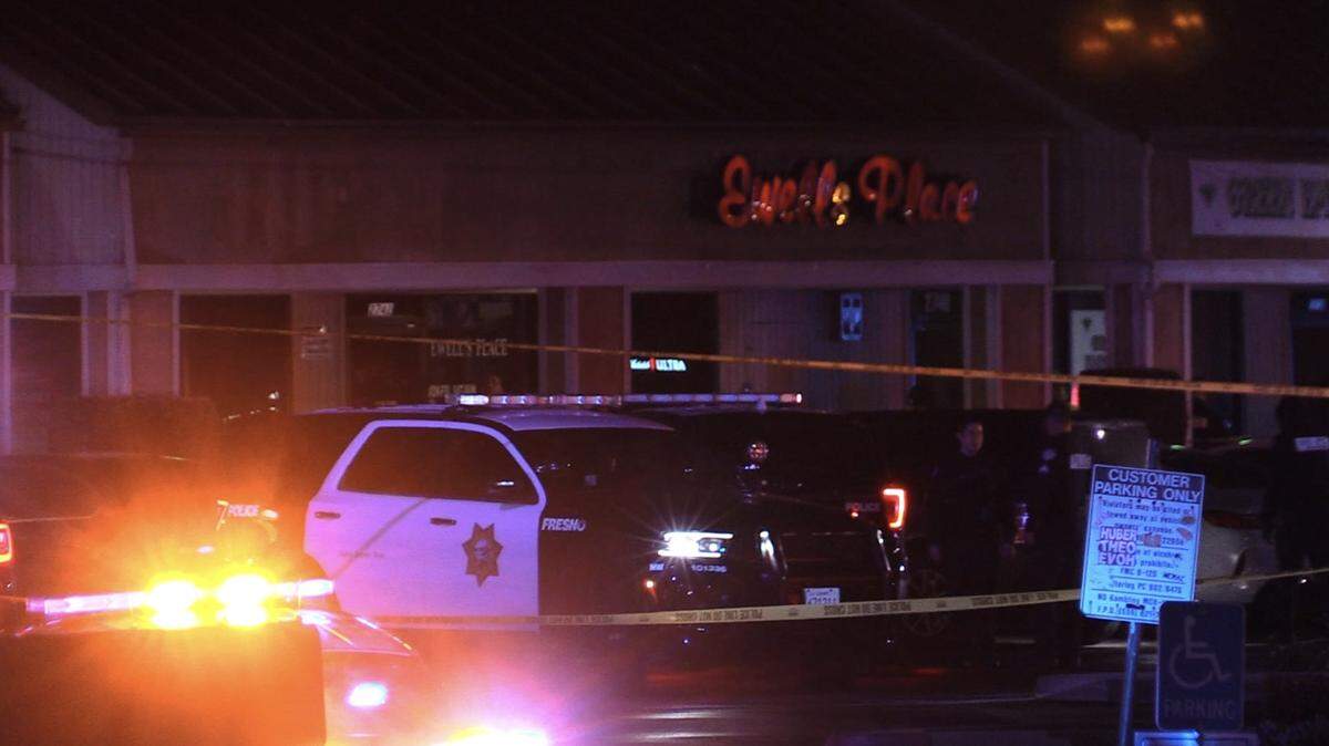 A man was seriously injured in a shooting outside Ewell’s Place in Fresno, California on Sunday, April 14, 2024.