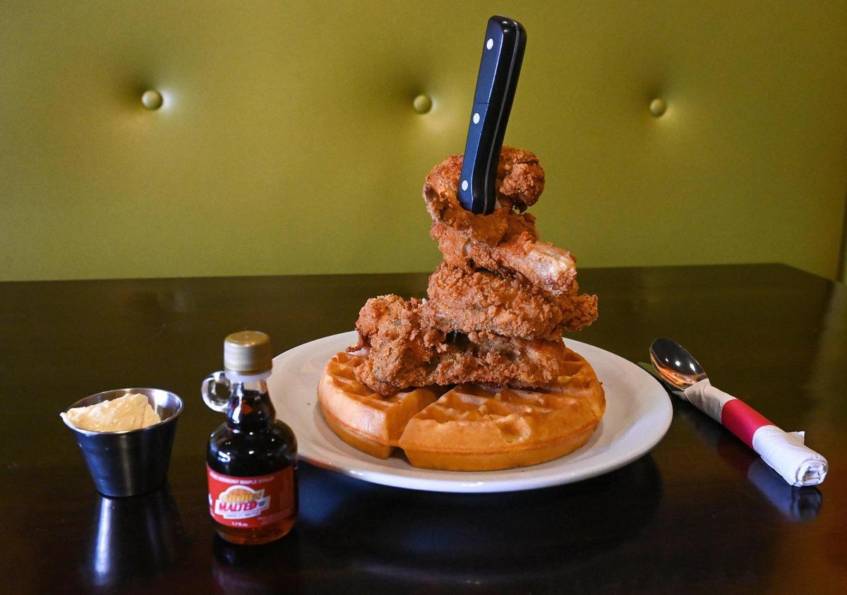 Chicken and waffles are the most popular item on the menu at Daddy Waffles, which is opening in the shopping center northwest of Herndon and Marks in Fresno. Owner Ammar Ibrahim says some people even finish it.