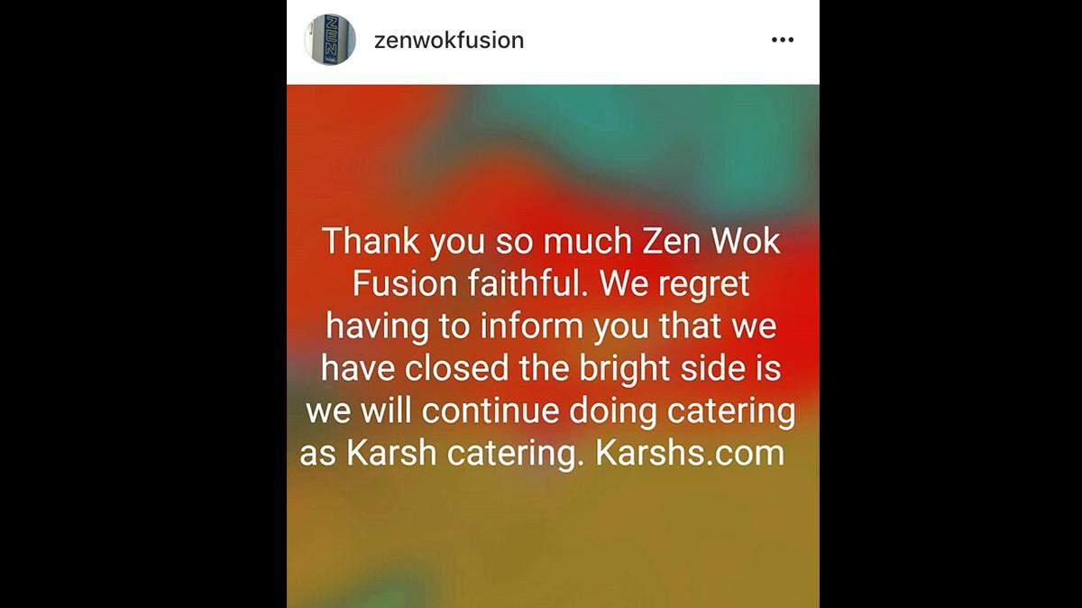 Zen Wok Fusion in the Tower District announced via Instagram that it has closed.