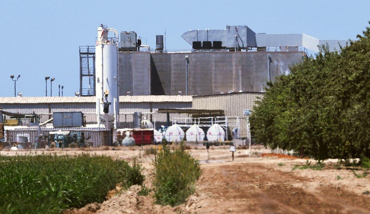 Harris Ranch Beef Company’s salughter house and meat packing facility, seen Wednesday, July 8, 2020 near Selma. Workers say there is an outbreak of COVID-19 among its employees, with at least 100 workers out of work, though officials cannot confirm the outbreak.