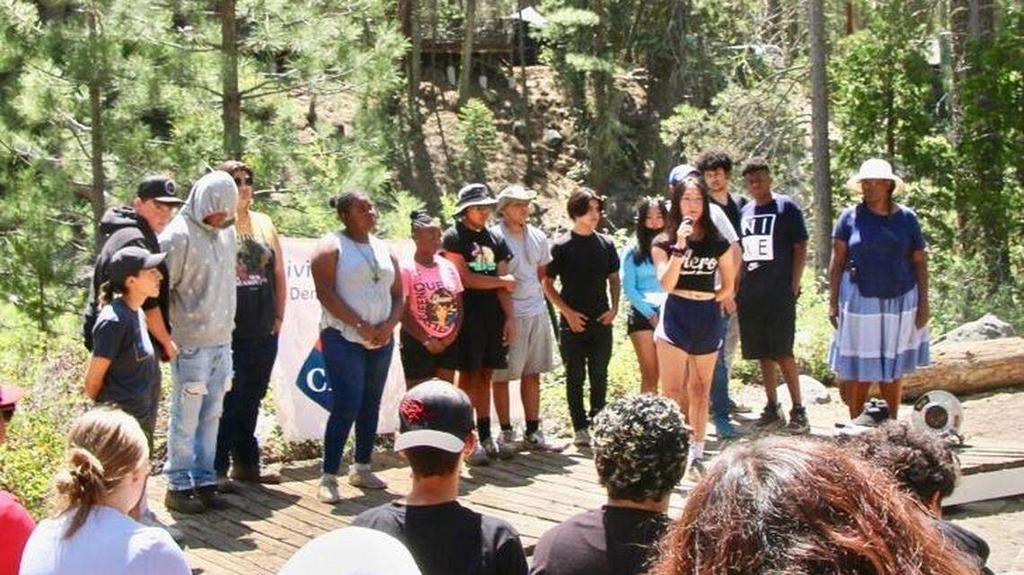 Some of the youths in the civics education program at Camp Fresno.