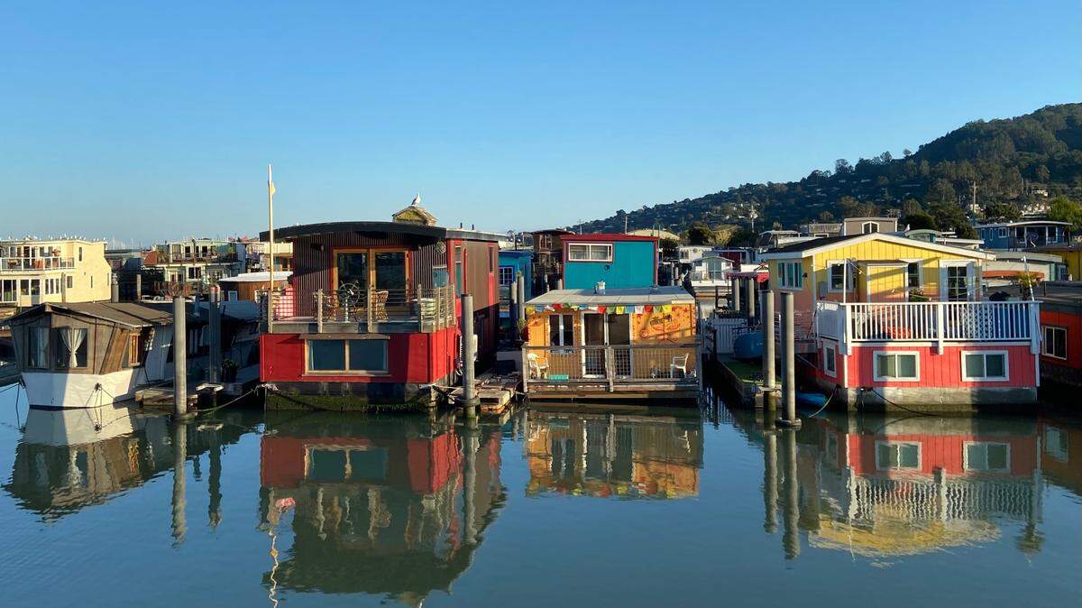 Casas botes ubicadas en Sausalito, a las afueras de San Francisco.