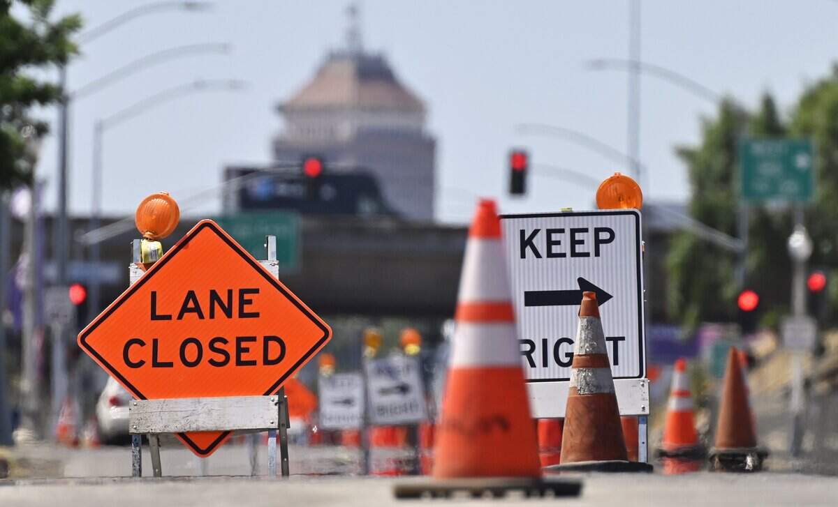 Construction to reduce the three vehicle lanes to two in each direction along a portion of Blackstone Avenue kicked off on June 8. It's one of many initiatives to revitalize the corridor. Photographed Tuesday, June 16, 2026 in Fresno.