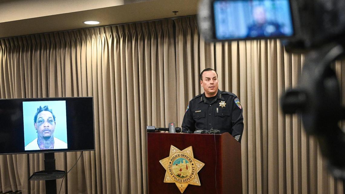 Clovis Police Chief Curt Fleming responds to excessive force allegations made earlier in the day, during a press conference at the Clovis Police Department on Thursday, April 28, 2022. Attorneys for Jamal Jones of Fresno who was bitten by a police canine during a traffic stop in Clovis last year, say police used excessive force and racial profiling when apprehending Jones.