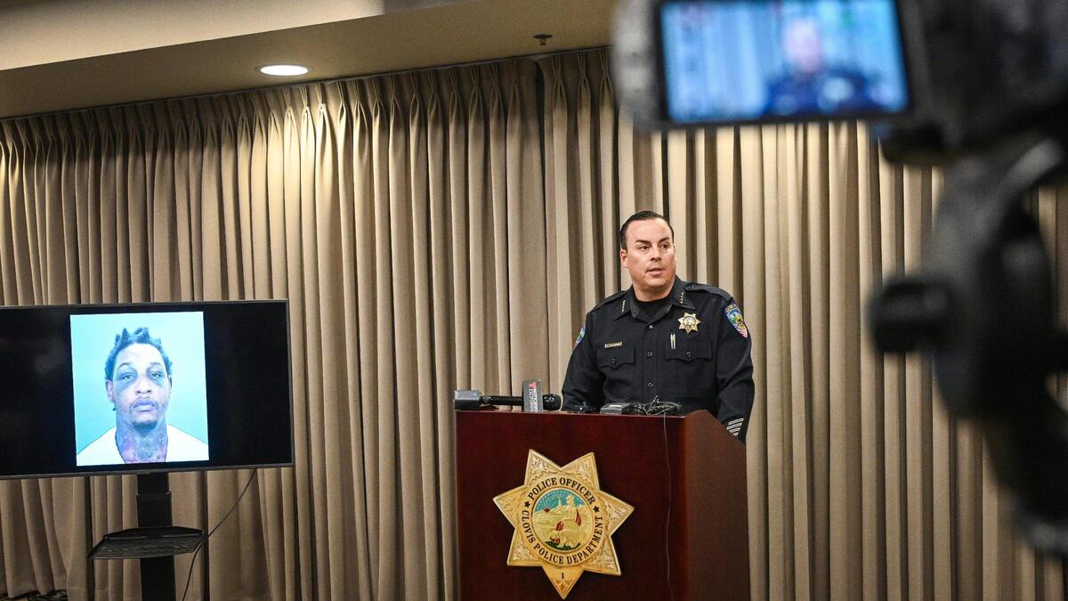 Clovis Police Chief Curt Fleming responds to excessive force allegations made earlier in the day, during a press conference at the Clovis Police Department on Thursday, April 28, 2022. Attorneys for Jamal Jones of Fresno who was bitten by a police canine during a traffic stop in Clovis last year, say police used excessive force and racial profiling when apprehending Jones.