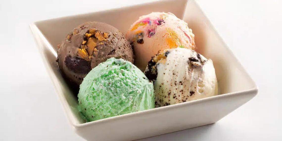 Four scoop sampler from Handel’s Homemade Ice Cream