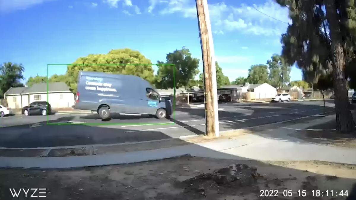 An Amazon delivery truck gets its back wheels airborne after driving over a set of speed bumps in east central Fresno featured on the YouTube channel “Speed Bump Olympics.”