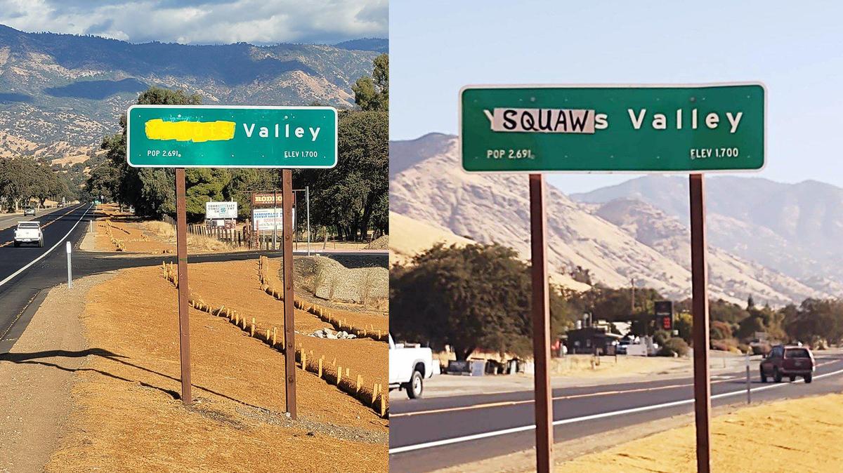 Two examples of vandalism to the Yokuts Valley city limit sign share with The Bee on Oct. 19 and Oct. 28.