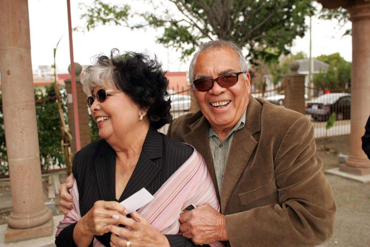 Lupe and Louie Durán enjoy the 12th annual Rebozo Festival in May 2010 at Arte Américas in Fresno.