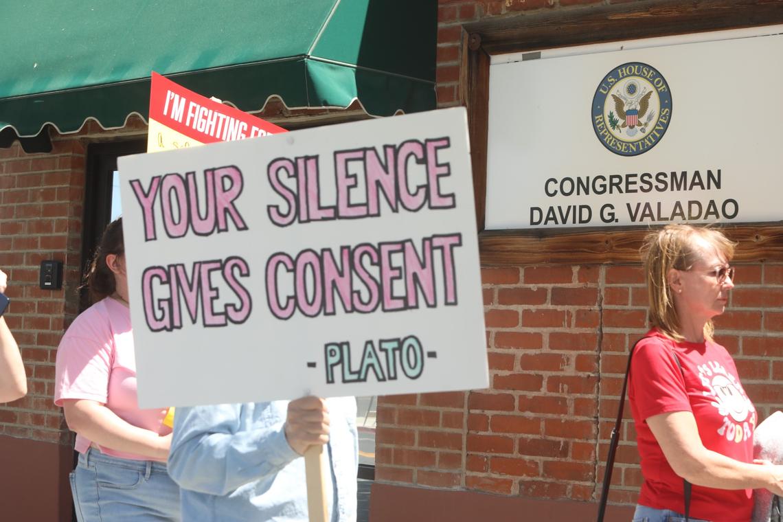 Hundreds of teachers from Merced, Madera, Fresno, Kings, Tulare and Kern counties rallied Saturday, May 17 morning for public education and marched for more than a quarter-mile chanting and carrying banners and signs to Valadao’s district office in Hanford urging the Republican congressman to protect federal funding and resources for public schools and students in vulnerable communities in the Central Valley.