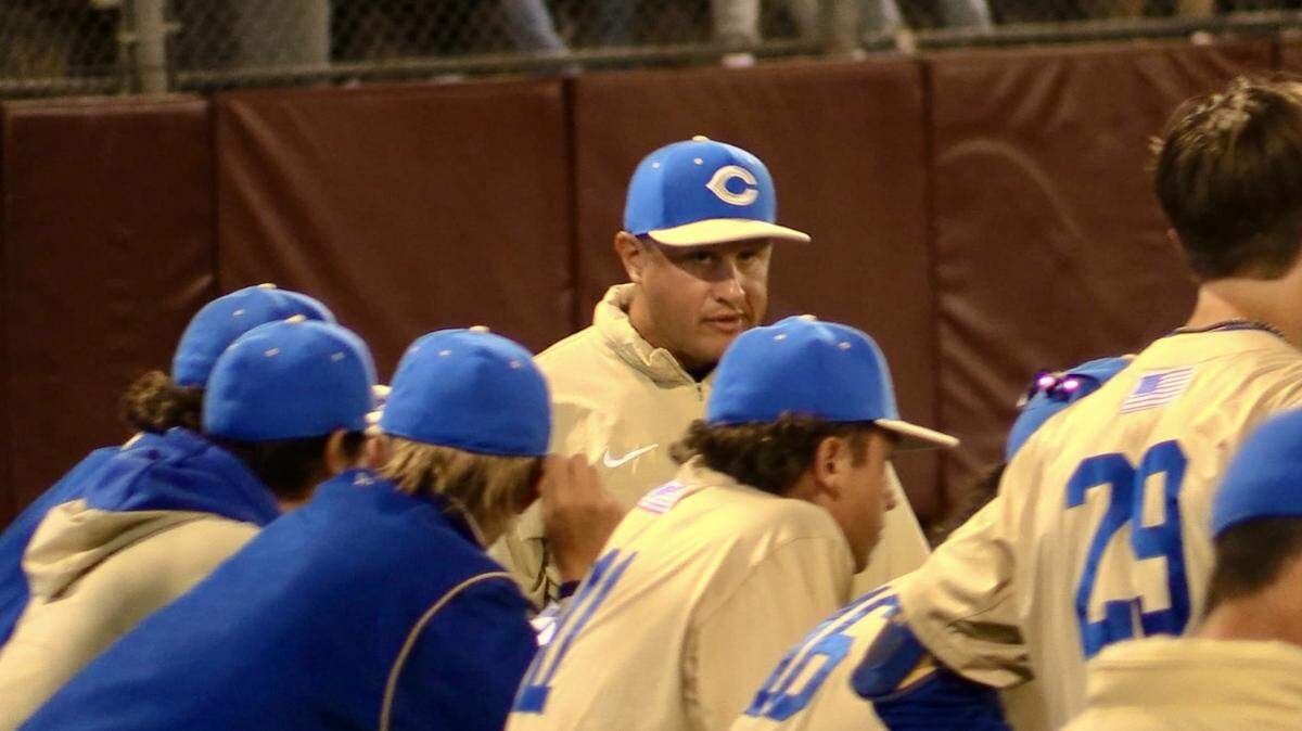 Clovis High coach J.D. Salles looking on during the Fresno Easter Classic championship against Clovis North on Wednesday, March 27, 2024.