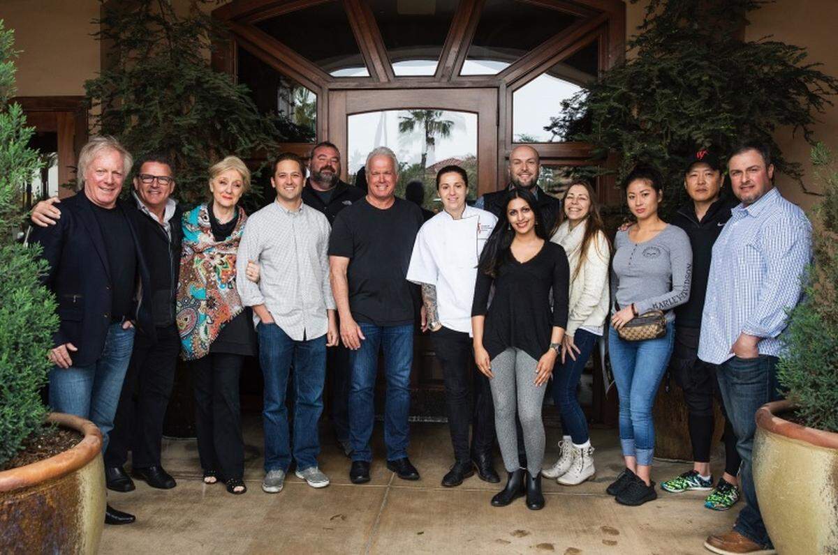 Thirteen 13 restaurant owners and managers gathered to raise awareness about a new law that allows restaurants to set up tip pooling, in which dishwashers and cooks can get a portion of the tips given to servers and bartenders. Front row, from left: Mike Shirinian, Elbow Room and Riley's Brew Pub; Pat LaRocca, Five; Elena Mastro, Parma; Jimmy Pardini, Annex Kitchen; David Fansler, Pismo's Coastal Grill, Westwoods BBQ & Spice Co. and Yosemite Ranch; Emily Spinazola, Fansler Restaurant Group; Chenchula Sudana, Brahma Bull; Liz Noble, Shirinian Hospitality Group; Julia Kim, Wassabi; KC Choi, Wassabi; and Tony Sciola, Campagnia. Back row, from left: Vatche Moukhtarian; Cracked Pepper Bistro; Rocco Paolilli, Ovidio.