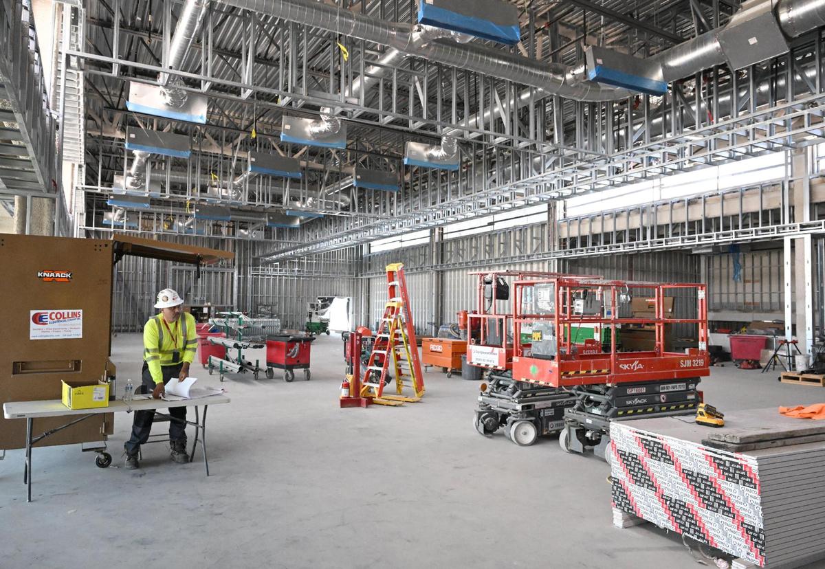 The new 100,000 square-foot terminal wing which will feature new concessions and dining, additional gates, and a federal inspection area for international flights, is shown under construction at Fresno Yosemite International Airport on Wednesday, April 23, 2025.
