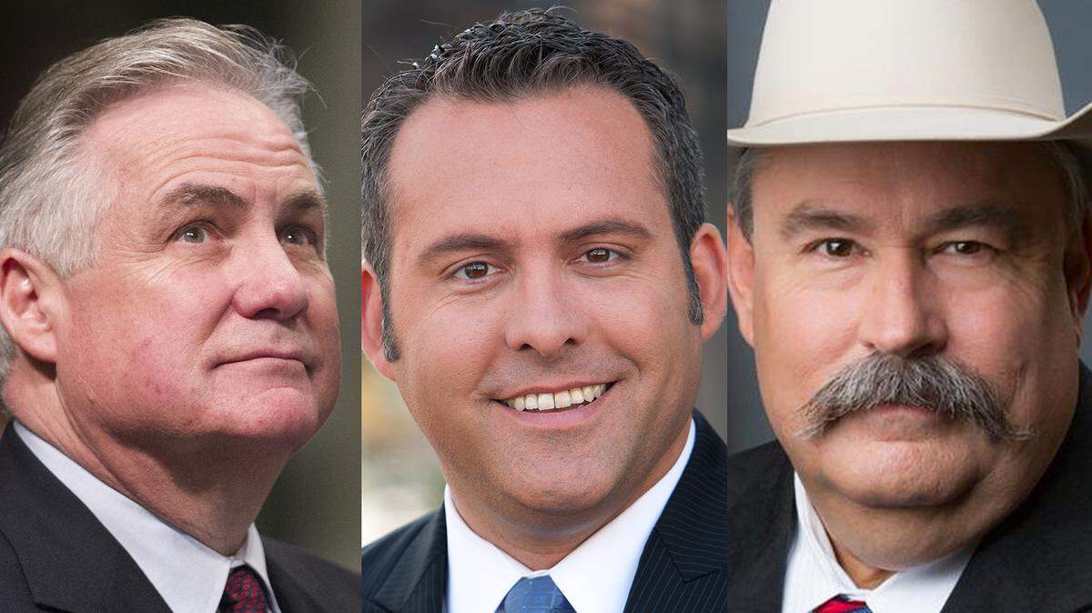Unopposed in the March primary are Assembly members Jim Patterson of Fresno, left, Adam Gray of Merced, center, and Frank Bigelow of O’Neals.