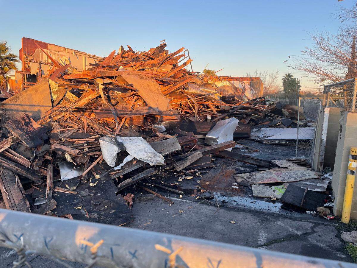 Fresno City Attorney Andrew Janz said Monday night that property owner Steve Fagbule was working with a contractor on the demolition of the Fagbule Glass House after an overnight fire.