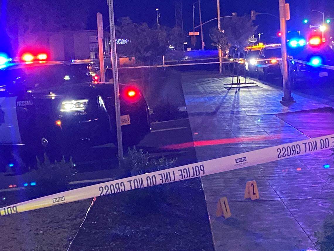 Police investigate a stabbing that took place at a Fresno apartment, located at Blackstone Avenue, near Dakota Avenue on Sunday, June 15, 2025.