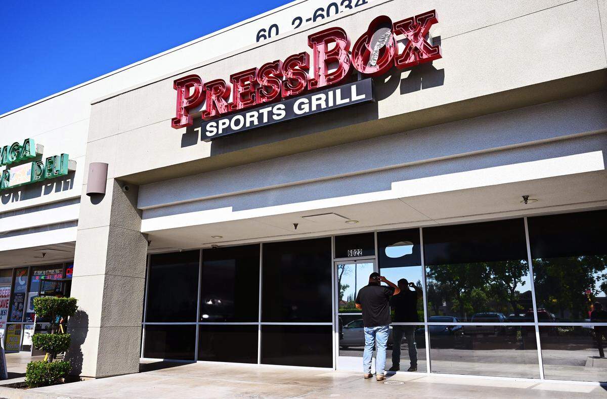 The Press Box Sports Grill offers an $8.99 pepperoni pizza, one of several places for cheap eats, photographed Monday, May 11, 2026 in Fresno.