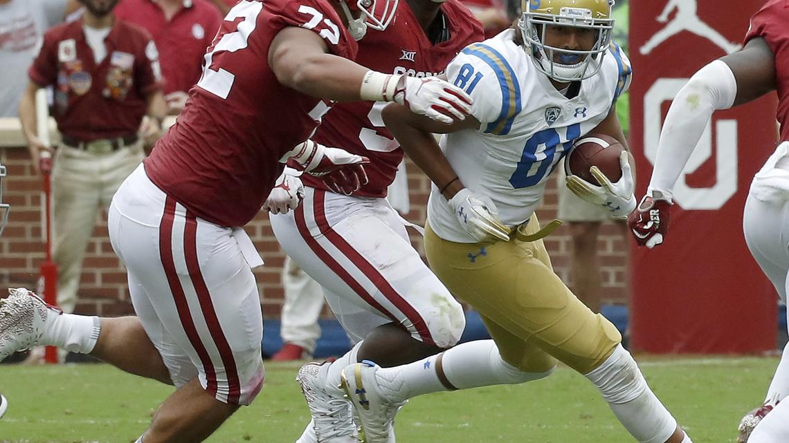 UCLA tight end Caleb Wilson (81) could cause some problems for Fresno State in a match up at the Rose Bowl on Saturday, Sept. 15, 2018. The Bulldogs have yet to face an offense that utilizes a tight end much in the pass game – opposing tight ends have two catches for a  total of eight yards.