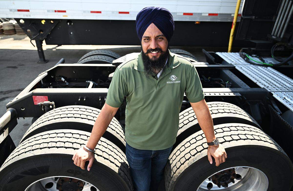 Gurjant Singh, president of NewLine Transport trucking company talks about the impact on the Central Valley's trucking industry and its drivers following a fatal trucking accident in Florida. Photographed Thursday, Aug. 28, 2025 in Fresno.