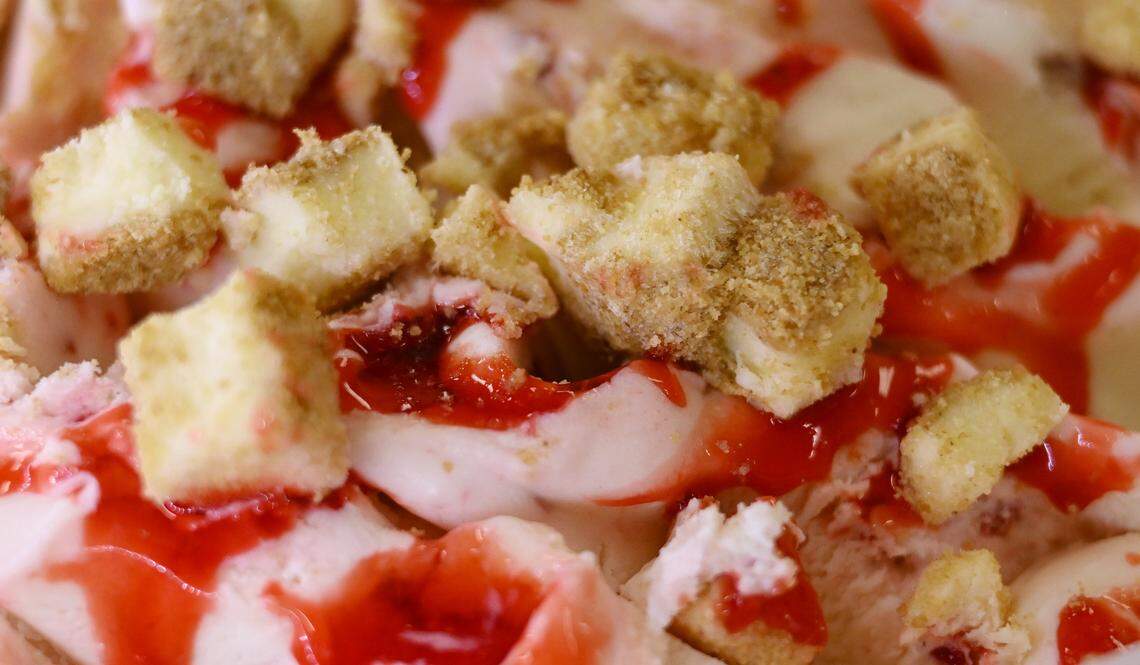 Cheesecake paletas is seen at Paleteria Y Neveria El Arco De Michoacan Friday, Oct. 23, 2025 in Fresno.