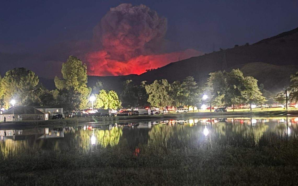 The Granite Fire can be seen from Avocado Lake. Containment as of Monday, Sept. 8, 2025 was 14%.