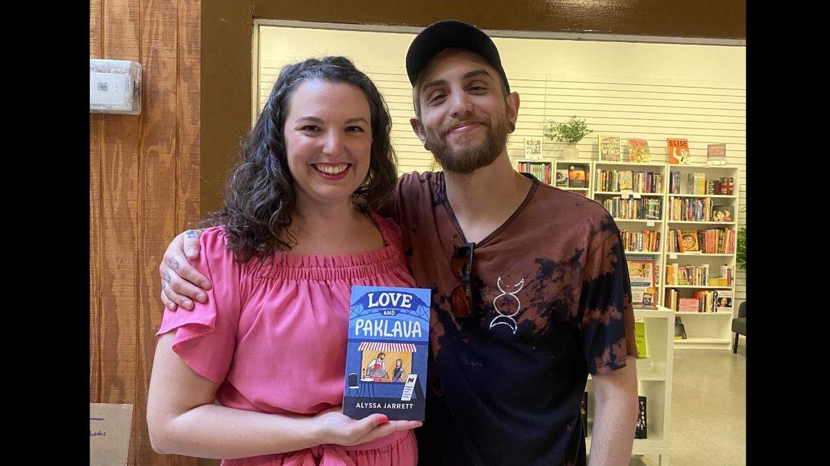 Author Alyssa Jarrett and her brother Nick Jarrett, who made the cover art for “Love and Paklava.”
