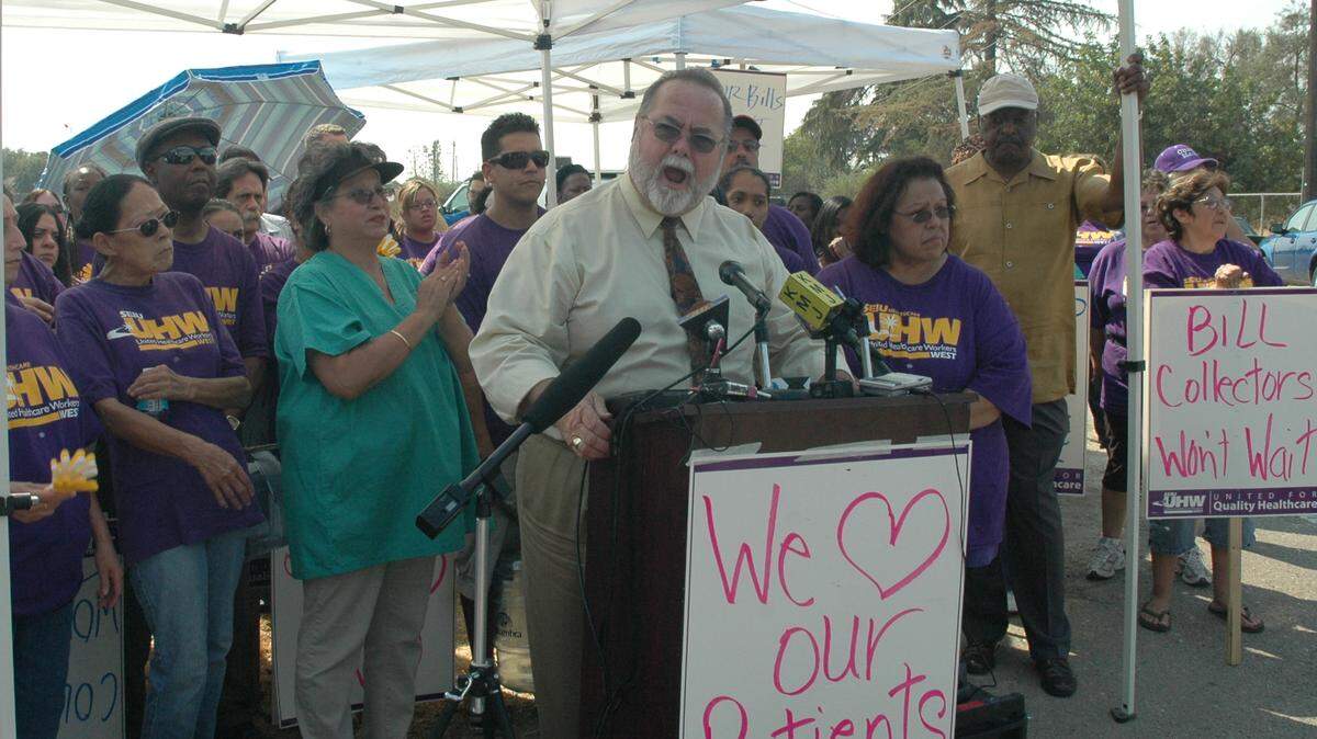 Randy Ghan, a longtime advocate for worker rights in the central San Joaquin Valley, appears at an SEIU event in Fresno, California. Ghan died on Dec. 7, 2018.