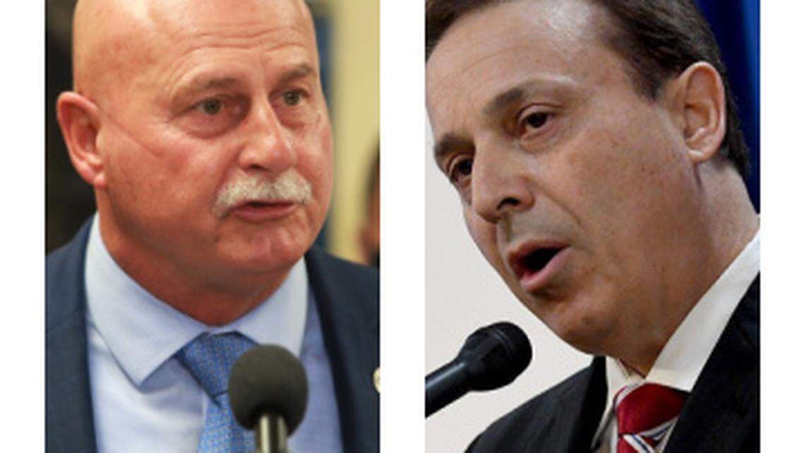 Fresno Mayor Jerry Dyer, left, apologized this week for telling Councilmember GarryBredefeld to “f--- off,” but denied threatening him or challenging him to fight.