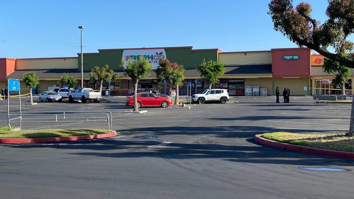 Fresno police are investigating a homicide outside a grocery store on Wednesday morning, May 18, 2022.