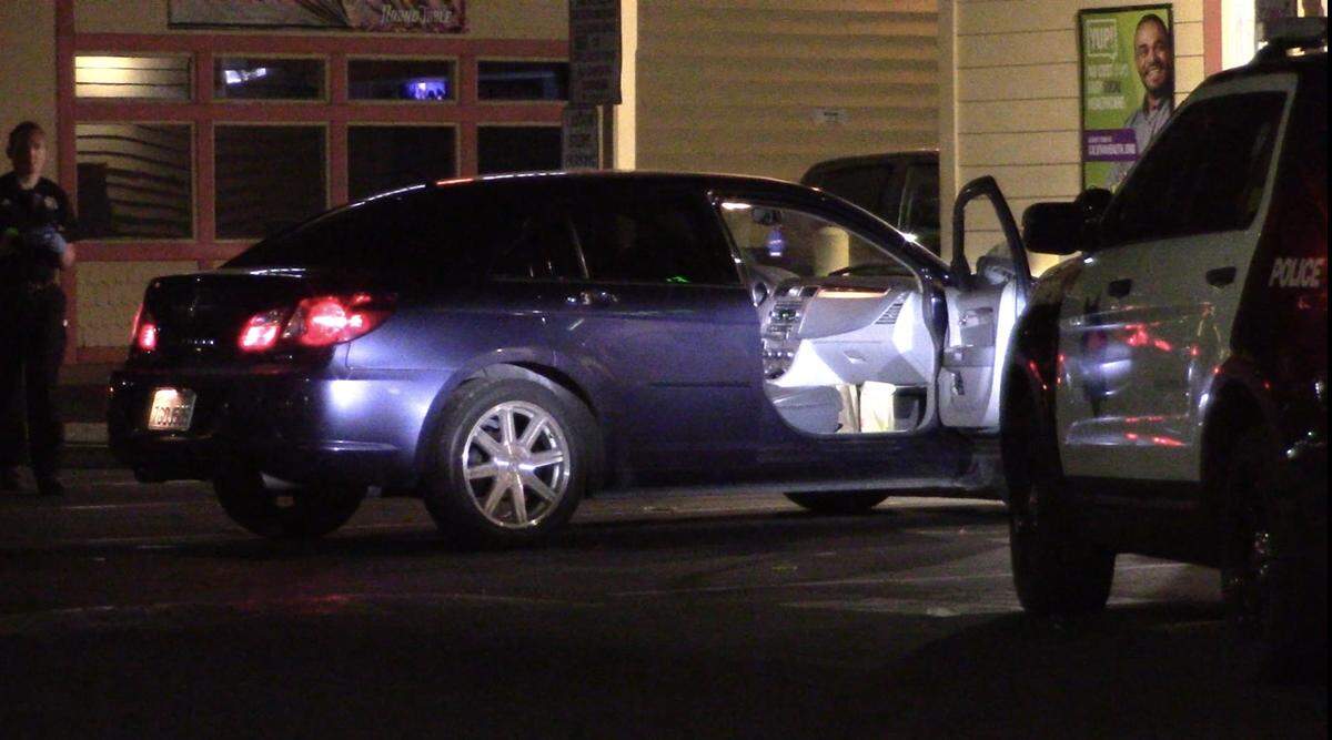 A Fresno man is in Fresno County jail after brandishing a handgun and fired shots nearby at West Shields Avenue, near Brawley Avenue on Tuesday, Oct. 27, 2020. Officers investigate inside of a vehicle.