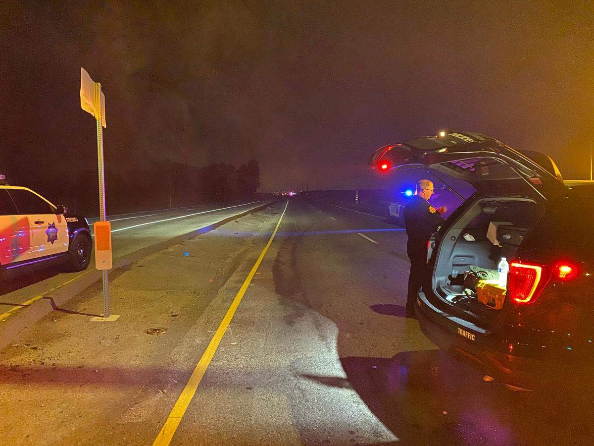 A person on motorcycle died after getting struck by a vehicle Friday near the intersection of Armstrong and Jensen avenues in southeast Fresno.