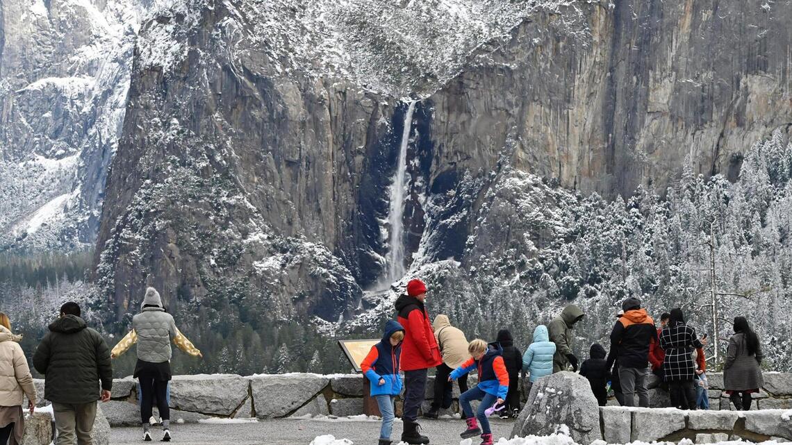 Yosemite gears up for Firefall after storm brings dusting of snow to majestic valley of park