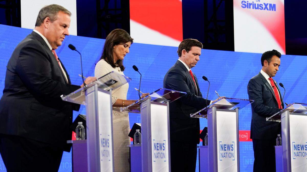 From left, former New Jersey Gov. Chris Christie, former South Carolina Gov. Nikki Haley, Florida Gov. Ron DeSantis and business ownerVivek Ramaswamy during the fourth Republican Presidential Primary Debate in December. A Fresno conservative says the GOP candidates did not pay enough attention to the threats posed by climate change.