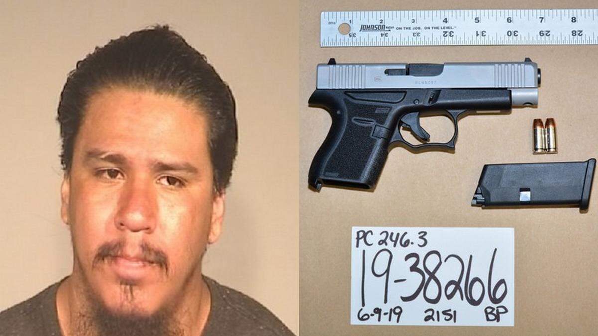 Miguel Angel Tapia, 26, was on felony probation when he was arrested Sunday on weapons charges.