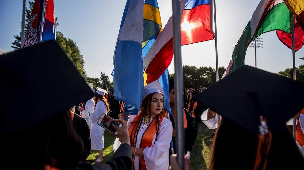 Merced High grads are shown lining up before the start of commencement in 2018. After being largely put on hold in 2020 because of COVID-19, in-person graduation ceremonies for high school are returning this year.