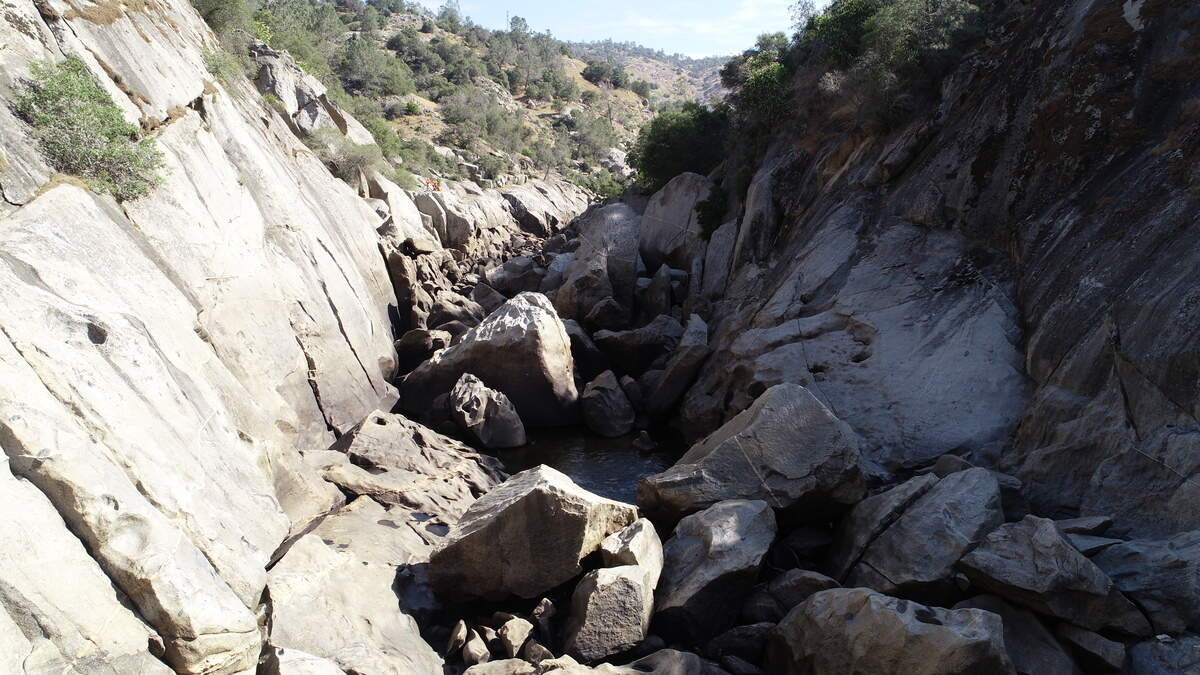 Fresno County Sheriff's Office search-and-rescue personnel are searching for a missing hiker in the San Joaquin River Gorge near the foothills communities of Prather and Auberry, California.