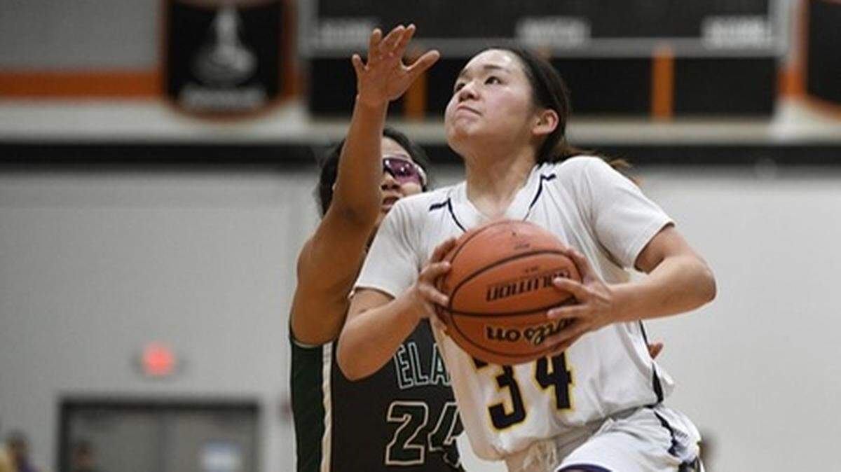 Merced College sophomore Suzuna Shoji drives to the basket Friday, March 15, 2019 against East Los Angeles College in the state women’s basketball quarterfinals at Ventura College. Shoji scored a season-high 34 points.