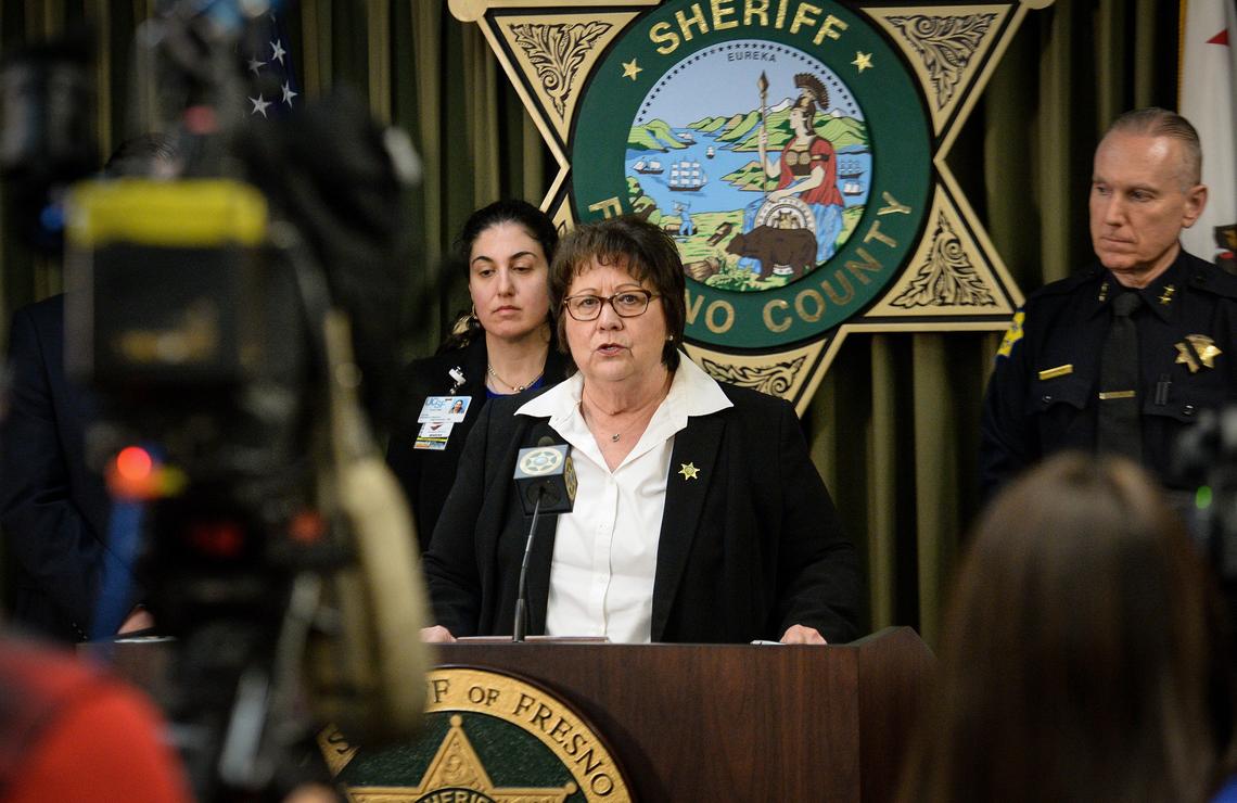 Fresno County Sheriff Margaret Mims presides over a news conference to discuss information about a recent fentanyl overdose and death case and how county law enforcement and health agencies are responding to the growing problem in the Central Valley, at the Fresno County Sheriff’s Department on Monday, Jan. 14, 2019.