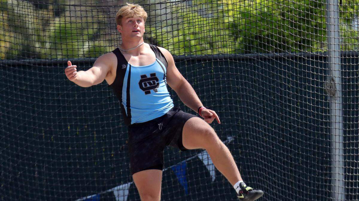 Clovis North senior McKay Madsen won the West Coast Relays boys discus with a throw of 200 feet, 3 inches at Buchanan High on April 5, 2025. Madsen also won the shot put with a throw of 61 feet.