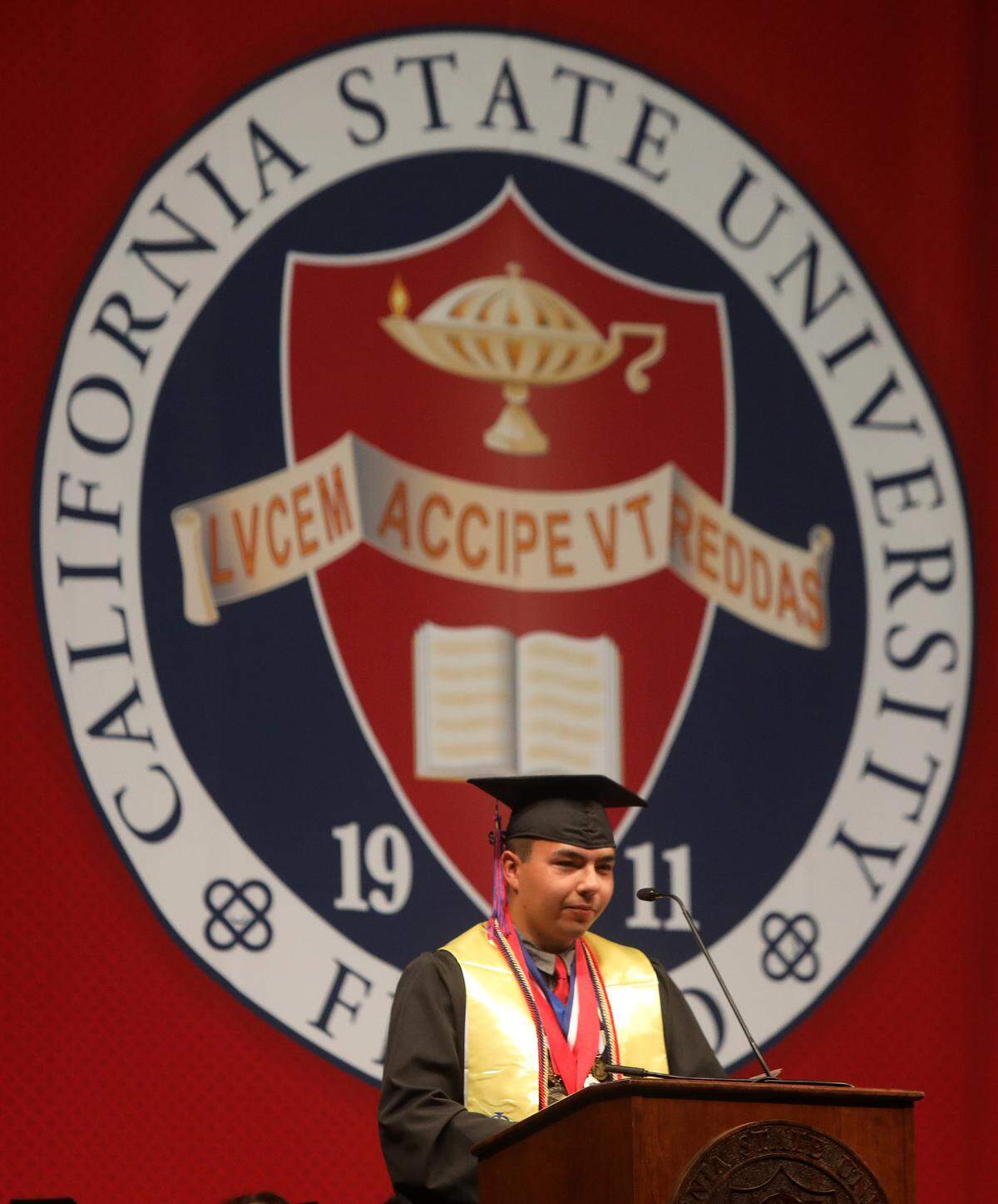Sylas Ramos graduated with a bachelor’s degree in business administration from Fresno State on Friday morning. He was the dean’s medalist from the Craig School of Business.