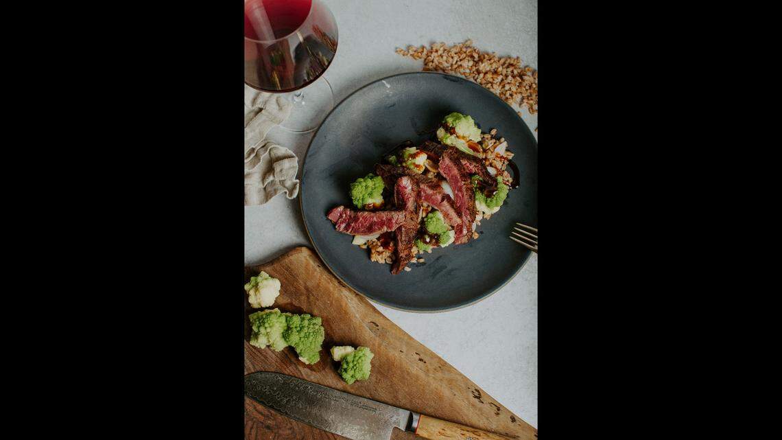 This skirt steak served with romanesco, farro, pickled ginger and soy-hoisin glaze is on Quail State’s new menu, which launches Friday. Fresno bars are increasingly offering food options to survive the coronavirus pandemic.