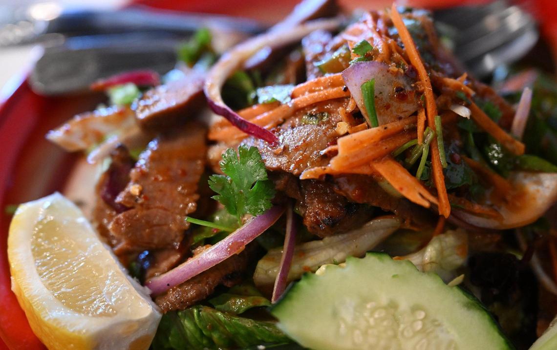 Yum Nua (Spicy Steak Salad), served at B&K Asian Kitchen on First Street Wednesday, July 9, 2025 in Fresno.