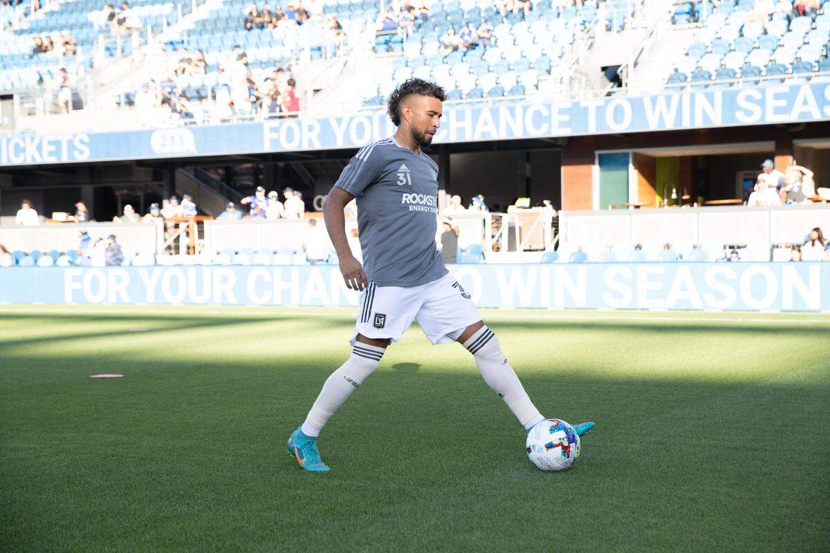 Danny Trejo warms up before the Los Angeles Football Club’s match against San Jose on Saturday, Aug. 20, 2022. The former Mendota High star was signed to his first MLS contract with LAFC.
