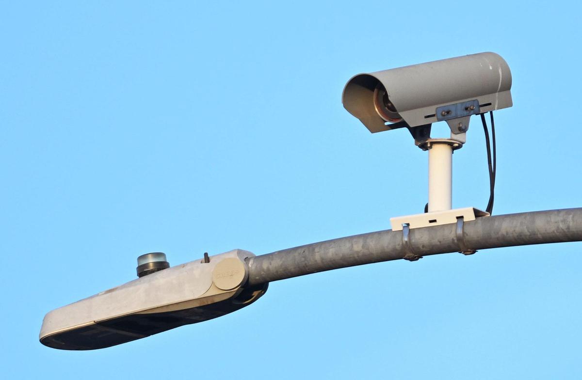 A traffic sensor camera is seen at First Street and Princeton Avenue Friday, Nov. 1, 2024 in Fresno
