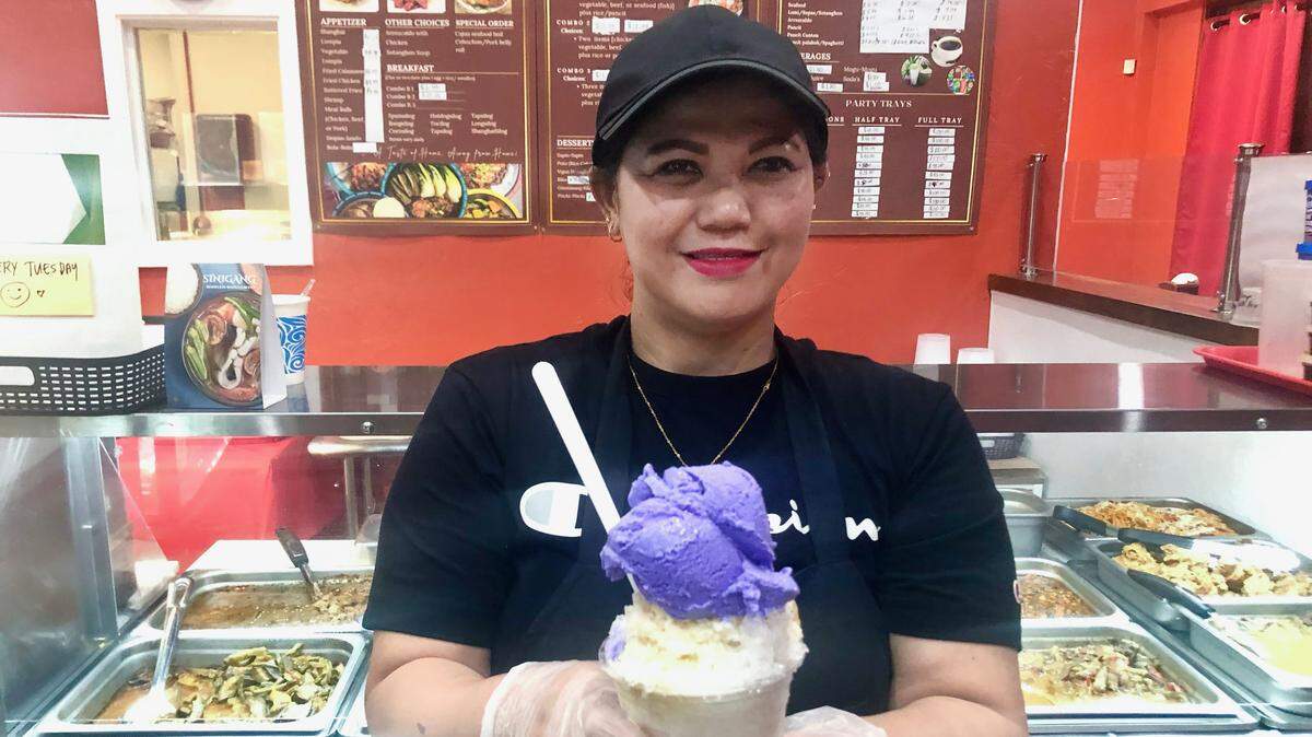 Carolyn Imperial, co-owner of The Philippine Kitchen, makes the popular Filipino dessert halo halo among the many authentic Filipino dishes at her restaurant in northeast Fresno.