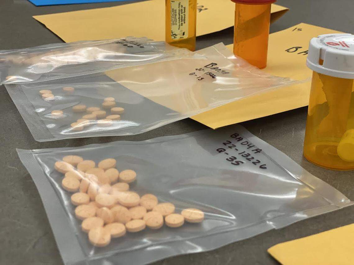 A bag of pills found by Clovis Police inside Touben Heu’s after they served a narcotics search warrant.