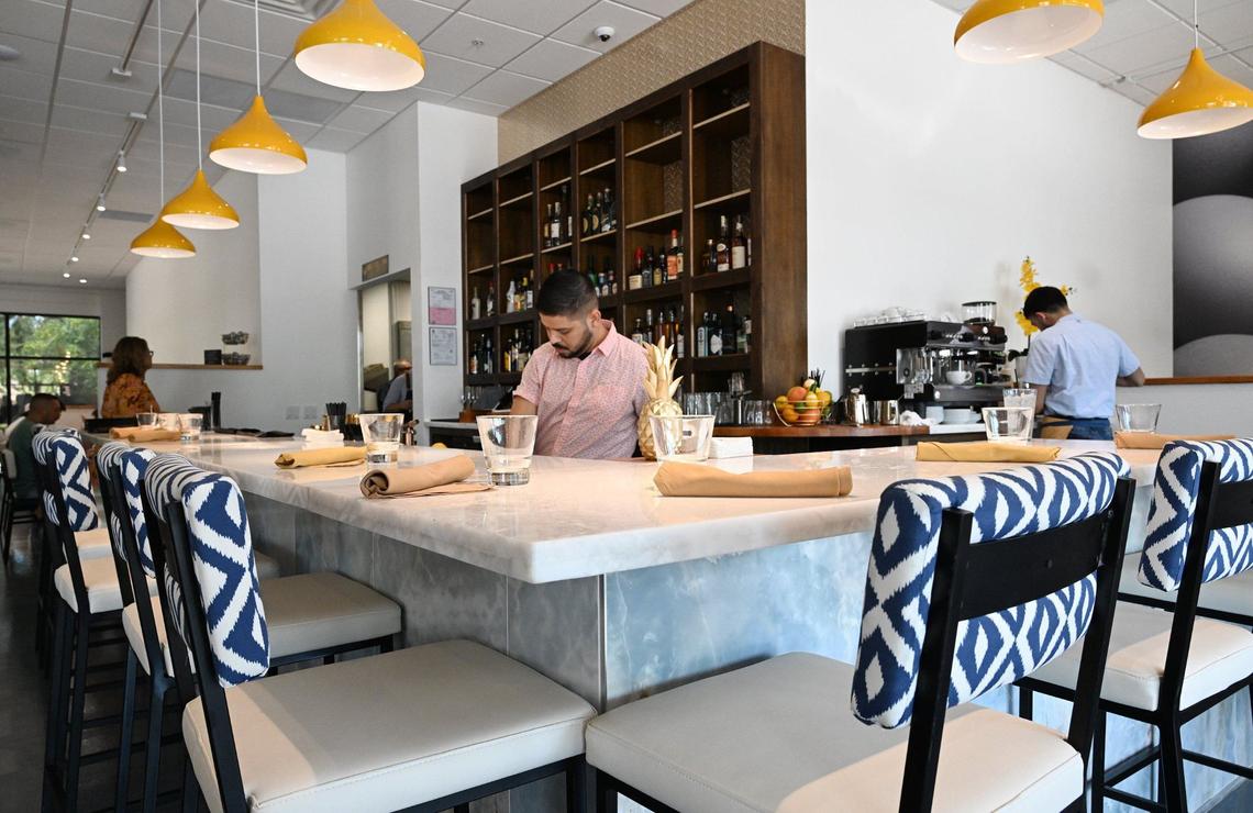 The bright and airy feel of Yolked Kitchen’s decor, shown Thursday, July 11, 2024 in Clovis.