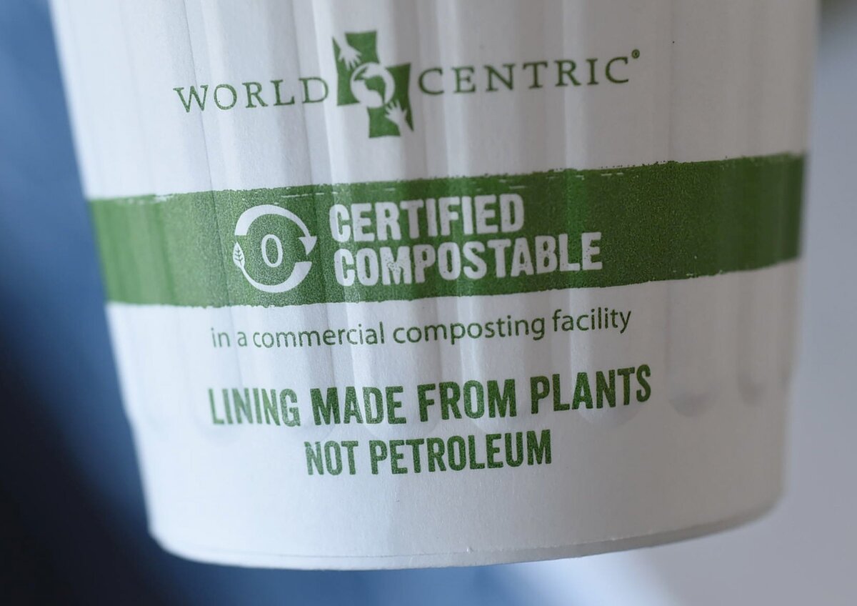 Cups at The Revue indicate the switch to compostable.