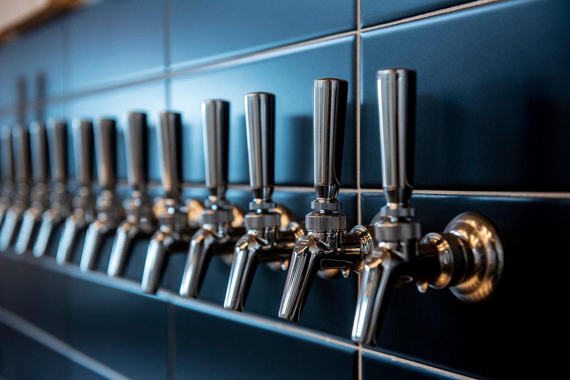 Taps inside Tioga-Sequoia Brewing Company taproom in Merced, Calif., on Thursday, Feb. 23, 2023. According to Tioga-Sequoia Brewing Company President Michael Cruz, the taproom is expected to open in April.
