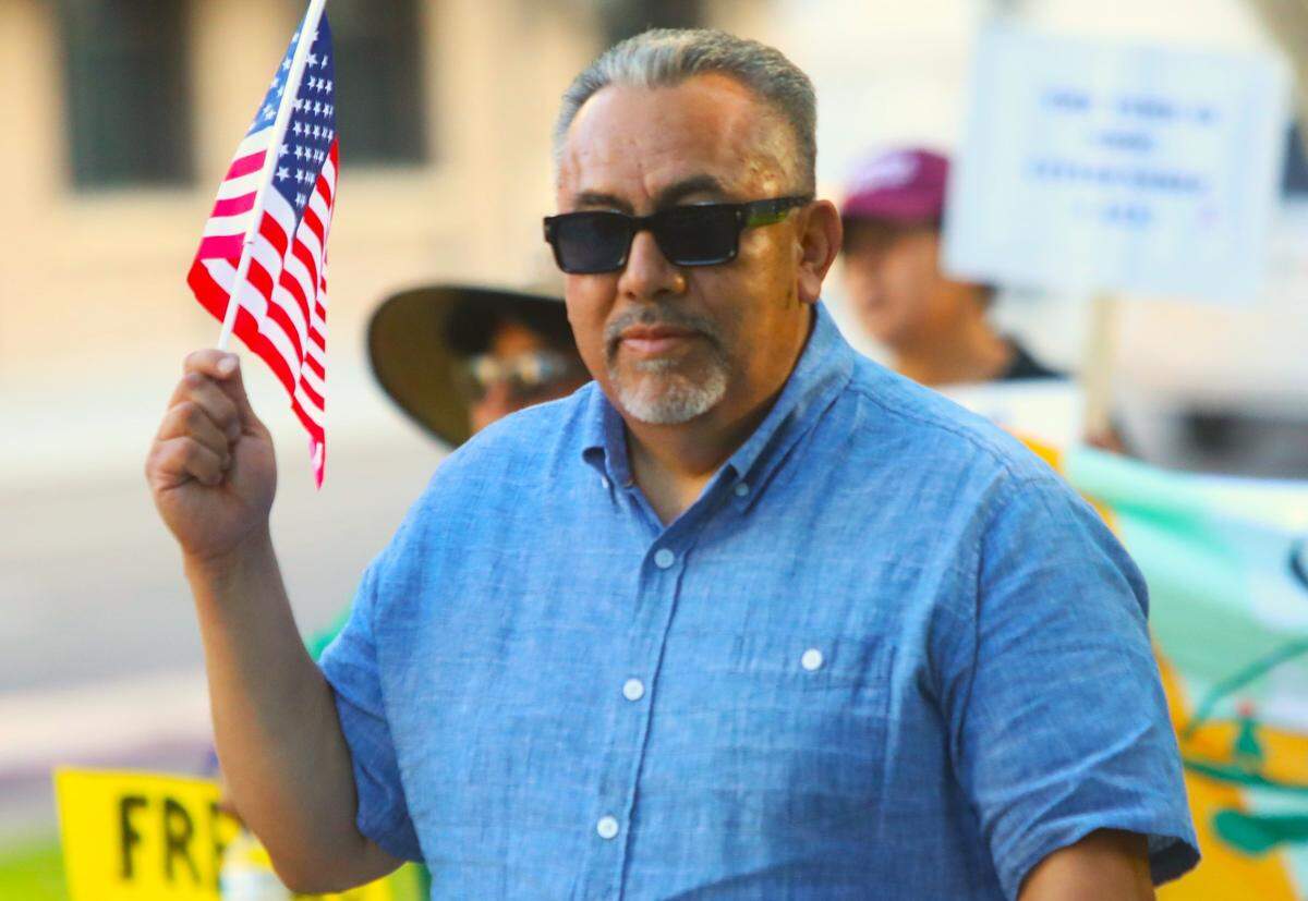 José Martínez Saldaña, the new co-director of Radio Bilingüe, participated in the May 1 rally and march in downtown Fresno on May 1, 2024. He will share responsibilities with founder Hugo Morales.